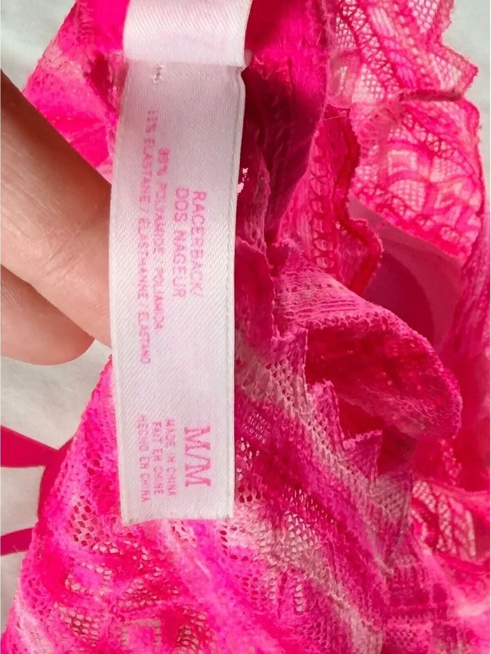 Victoria's Secret PINK Lace Racerback Bralette Hot Pink Ombre Size M